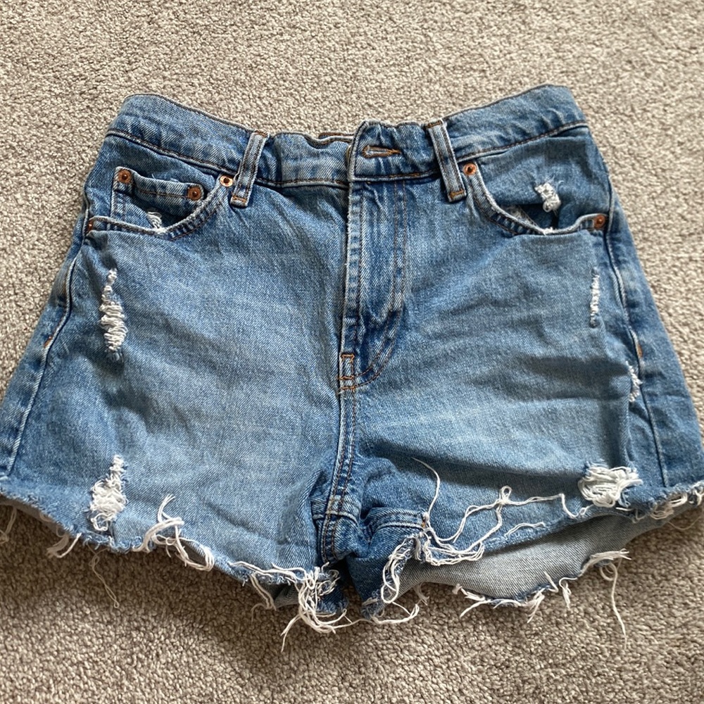 Blue BDG jean shorts.